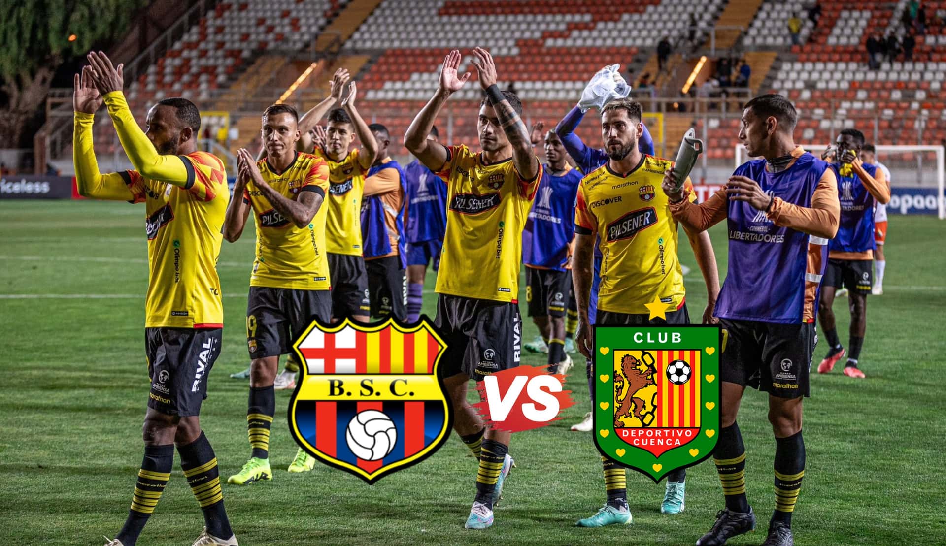Barcelona SC saludando a su hinchada ante Cobresal. FOTO: Barcelona SC