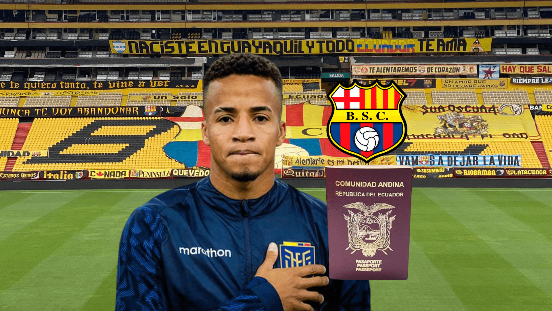 Byron Castillo, pasaporte y escudo de Barcelona SC. Foto tomada de: Segmento Fútbol/BSC