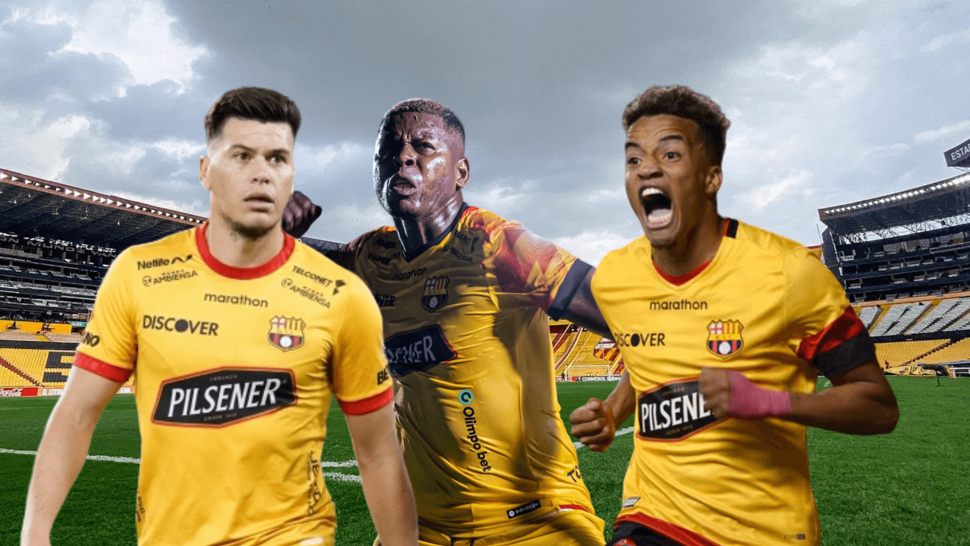 Carlos Rodríguez asombrado, Gabriel Cortez enojado, Byron Castillo gritando. Foto tomada de: Barcelona SC