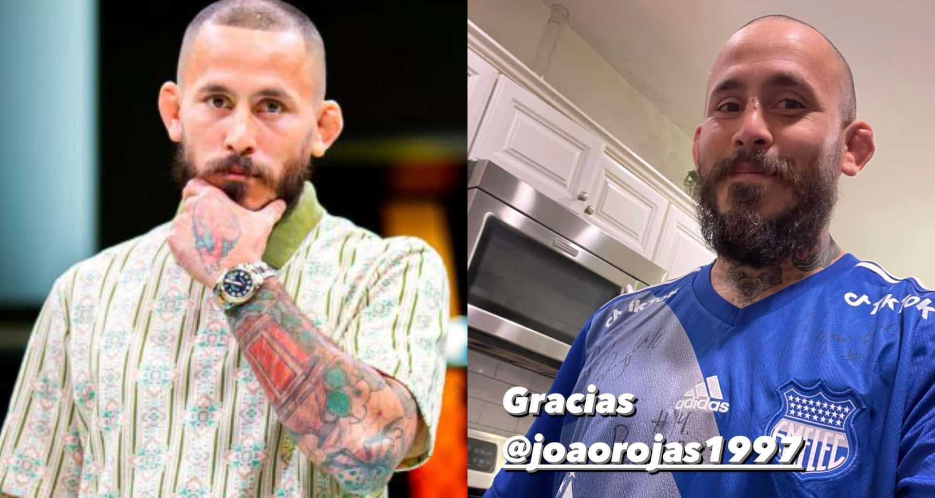 Chito Vera apareció con la camiseta de Emelec que le regaló Joao Rojas