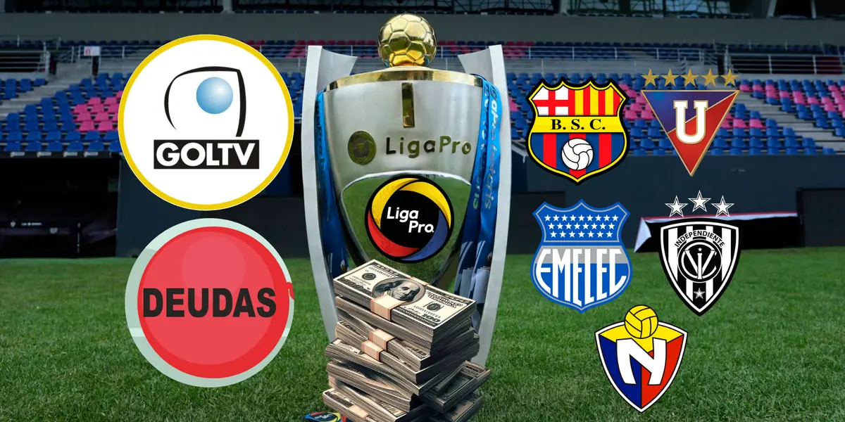 Clubes de la Liga Pro a los que les deben dinero por derechos de GolTV. Foto tomada de: El Comercio/Pes Logos/Debt.com