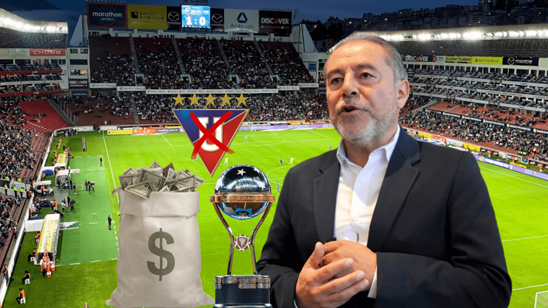 Copa Sudamericana, escudo LDU, Isaac Álvarez. Foto tomada de: Liga de Quito/Conmebol