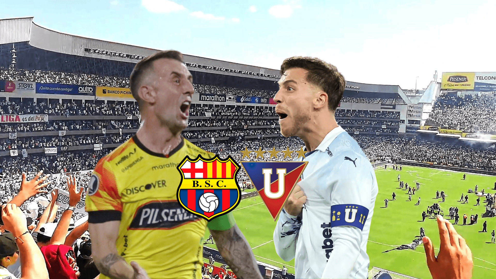 Damián Díaz, Ezequiel Piovi. Foto tomada de: Liga de Quito/Barcelona SC/Pes Logos
