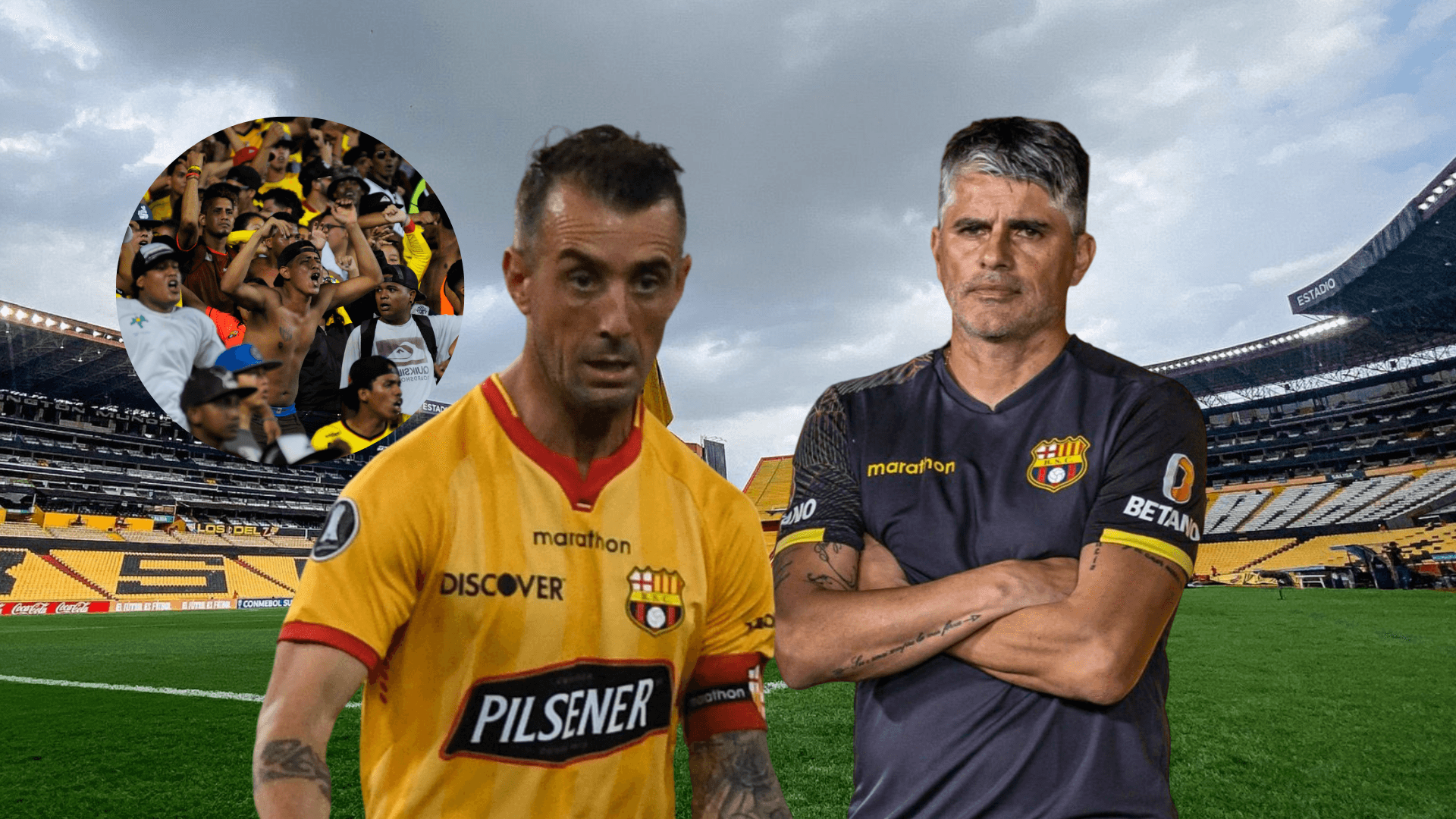 Damián Díaz preocupado con el entrenador de Barcelona SC Diego López molesto y los hinchas enojados