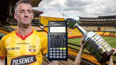 Damián Díaz, una calculadora y la Copa Libertadores en el Monumental (Foto tomada de: Primicias/El Telégrafo/Casio)