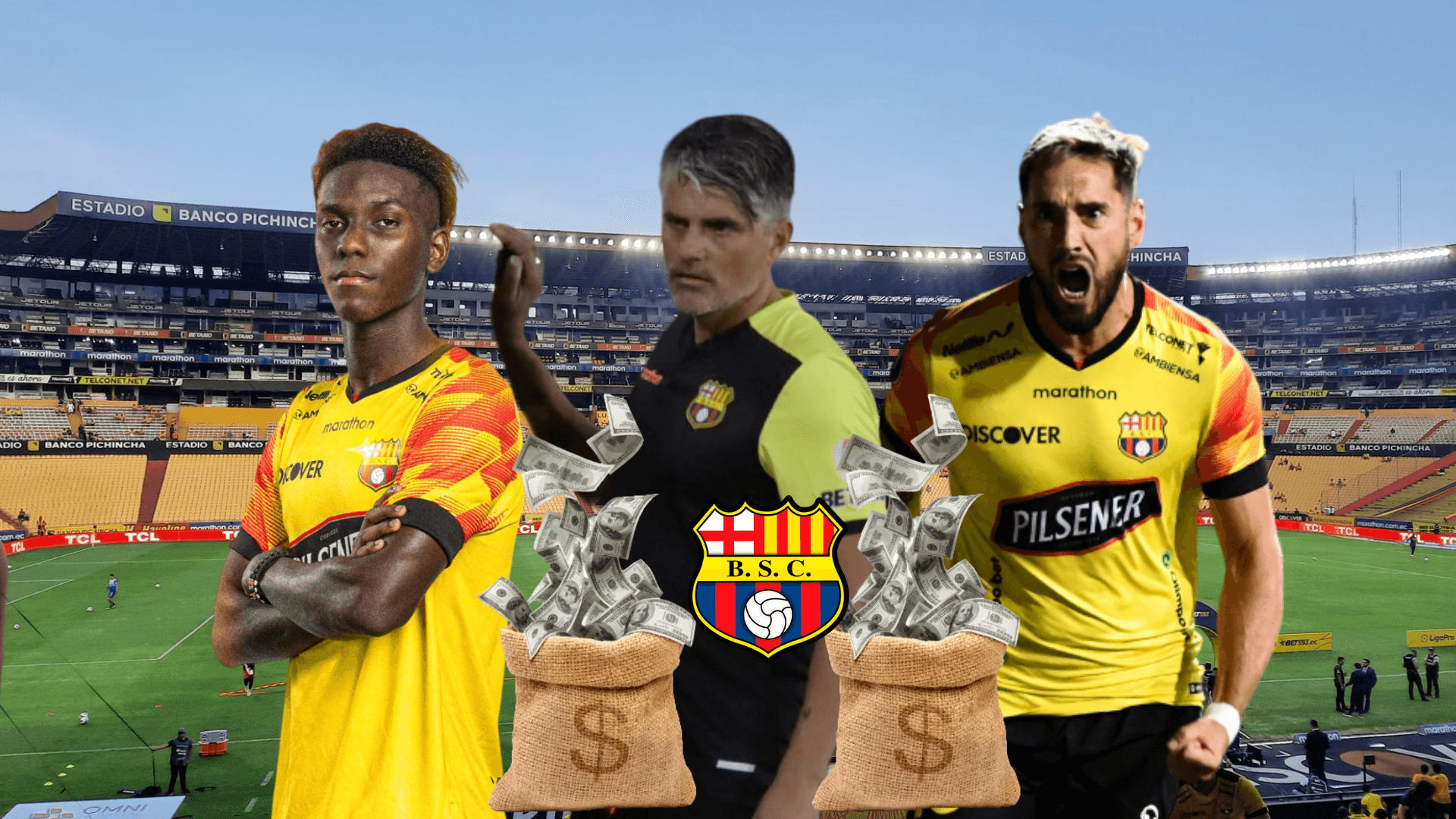 Diego López con los delanteros de BSC, Allen Obando y Francisco Fydriszewski