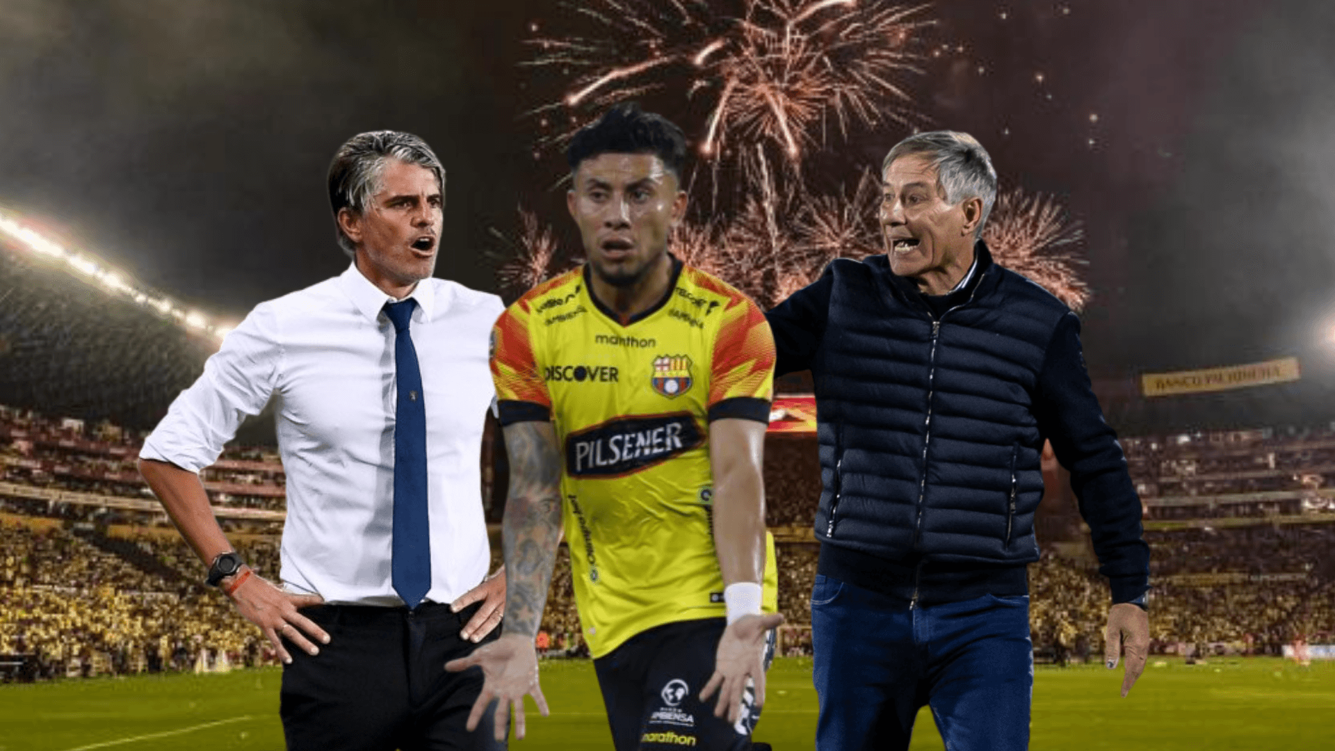 Diego López dirigiendo, Joao Rojas jugando, Ariel Holan gritando. Foto tomada de: API/Barcelona SC