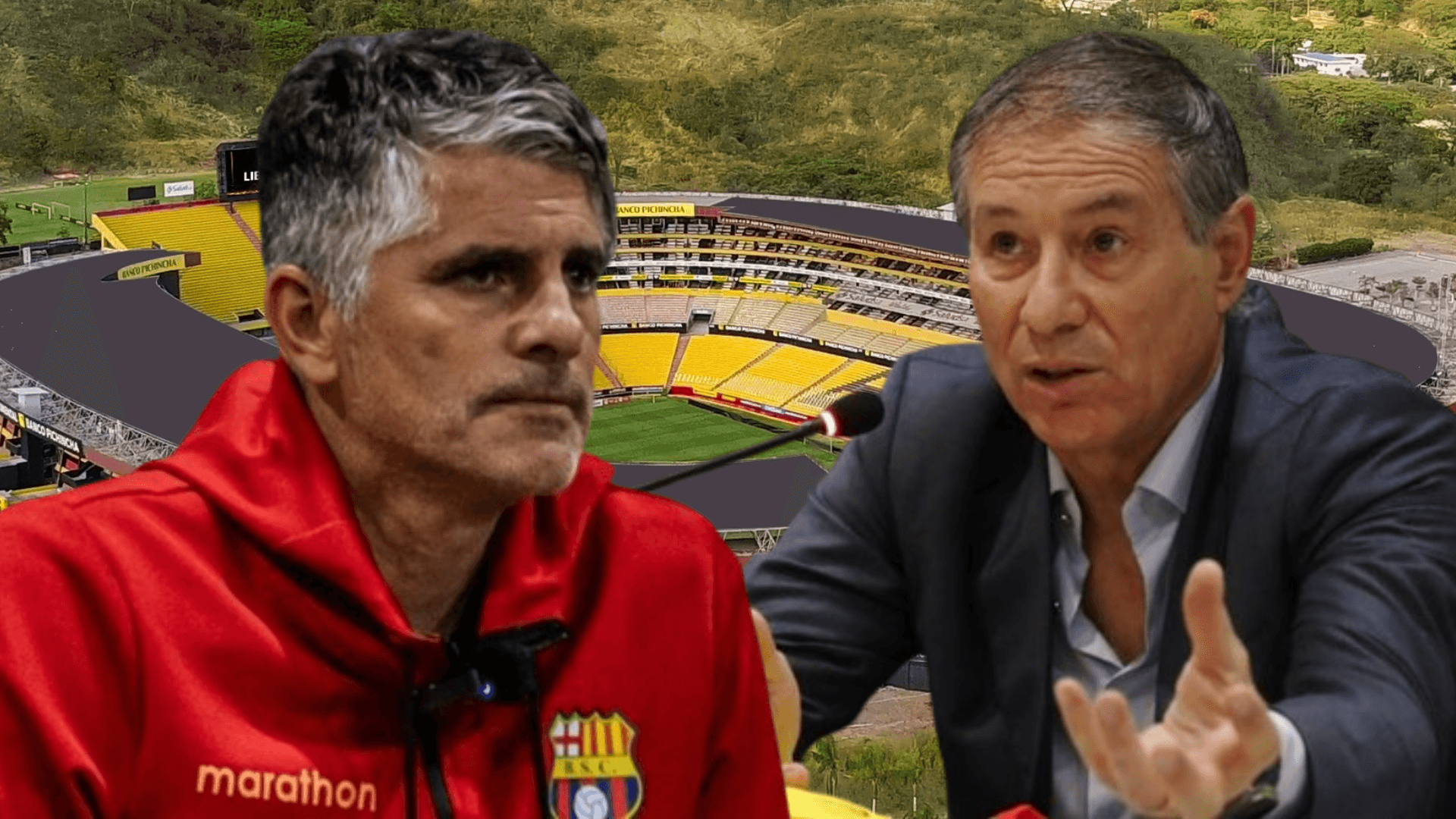 Diego López y Ariel Holan en el Estadio Monumental (Foto tomada de: El Comercio/Barcelona SC)
