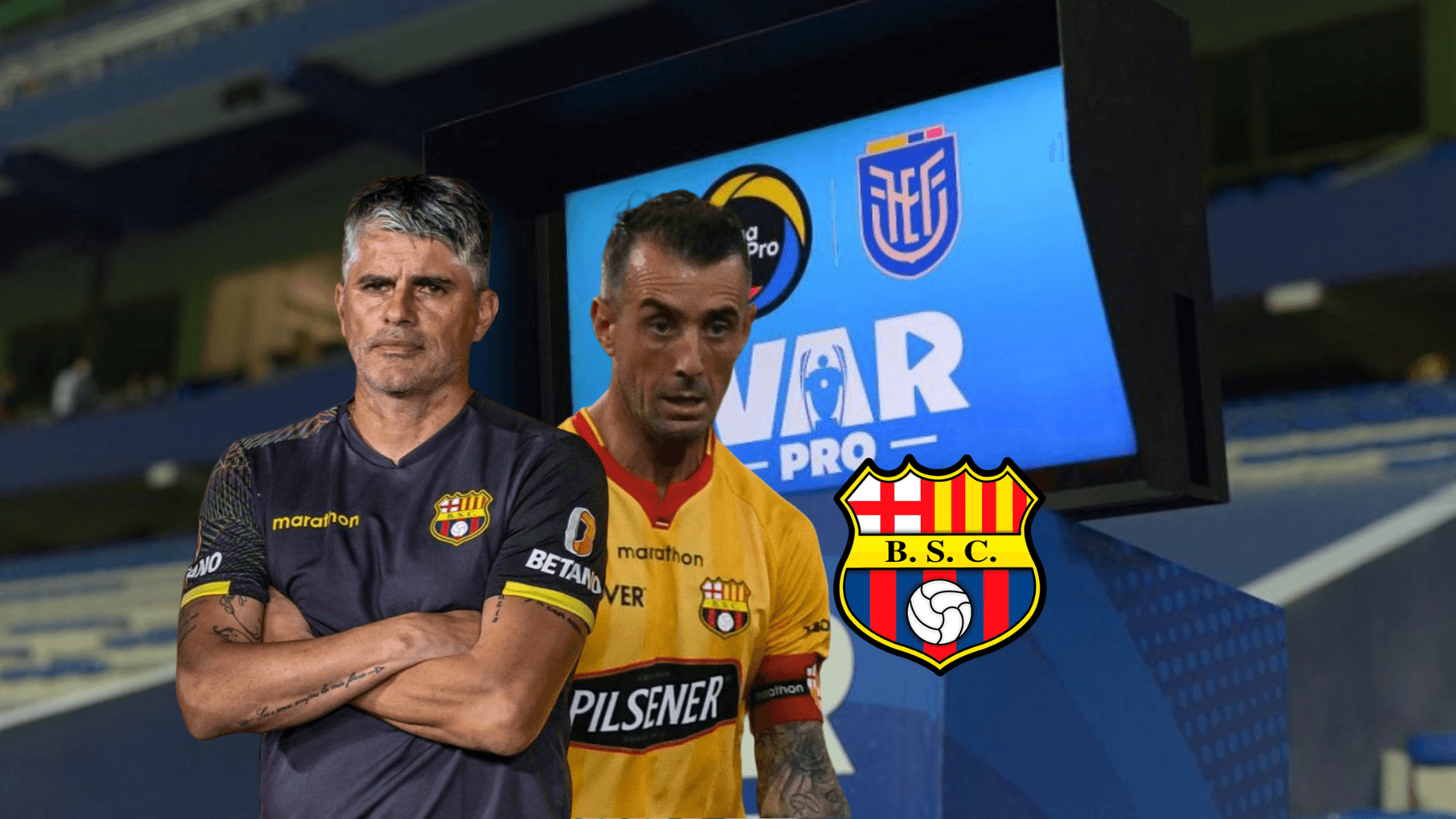Diego López y Damián Díaz reaccionando al VAR