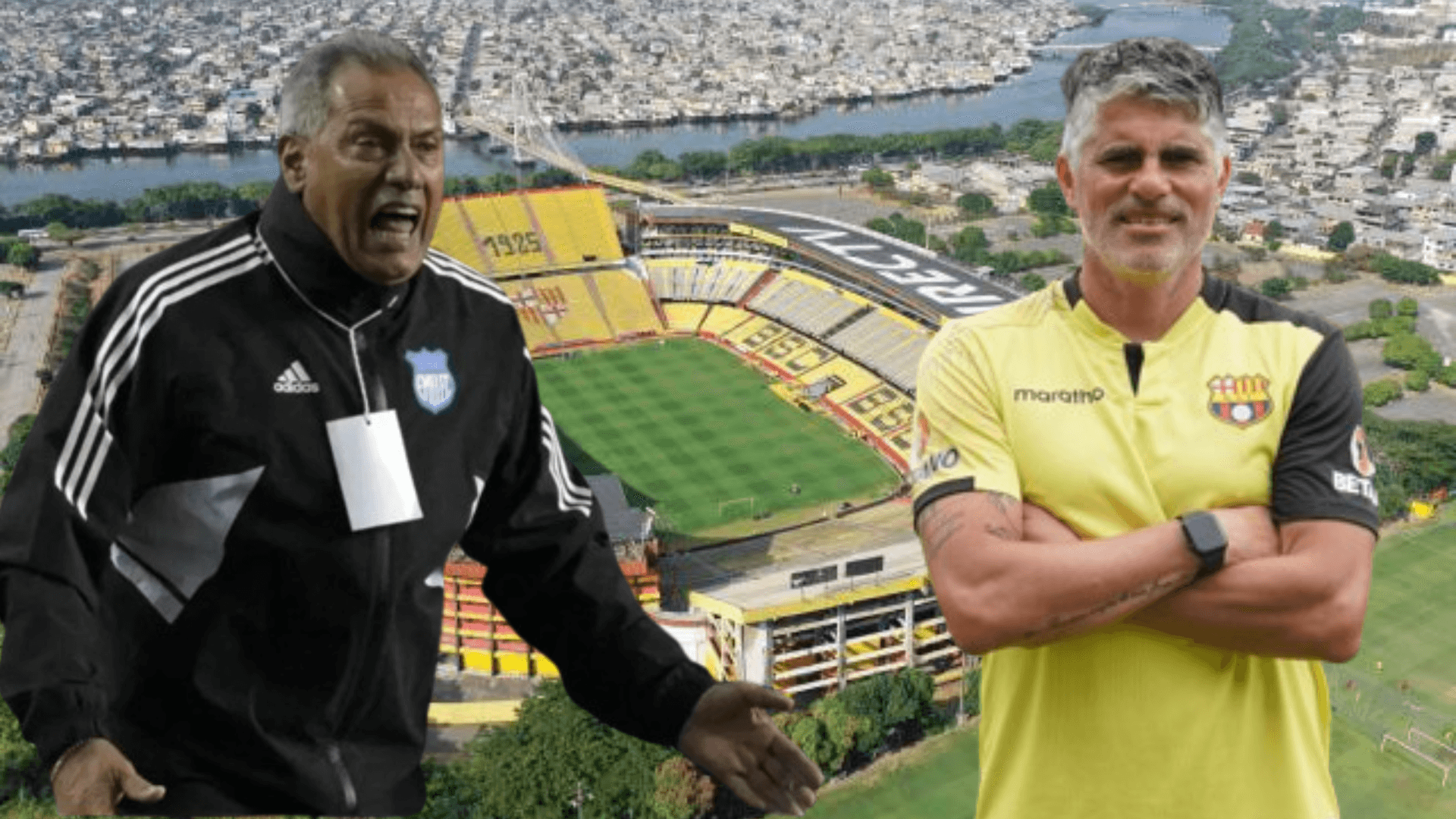 Diego López y Hernán Torres en el Estadio Monumental (Foto tomada de: Expreso/Primicias/Antena 2)