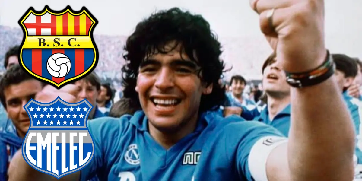 Diego Maradona estuvo a punto de jugar en Barcelona SC pero no se concretó nunca, en cambio con Emelec las cosas fueron distintas porque hasta le dieron un regalo