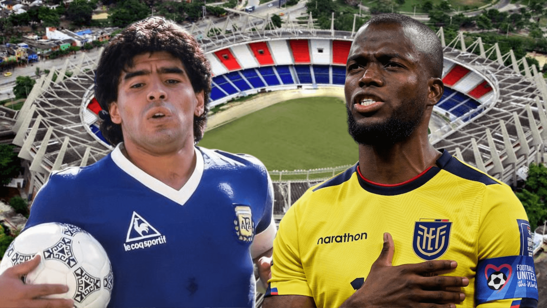 Diego Maradona y Enner Valencia (Foto tomada de: FutRed/API/Cadena 3)