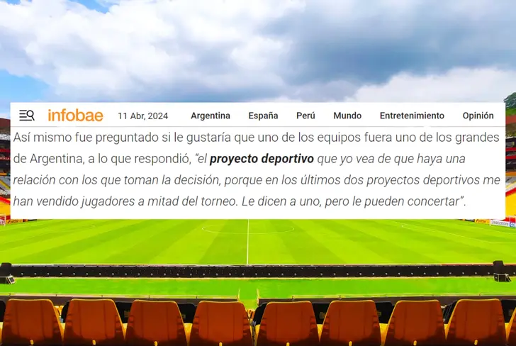Declaraciones de Juan Carlos Osorio sobre el proyecto que necesita para dirigir (Foto tomada de: Infobae)