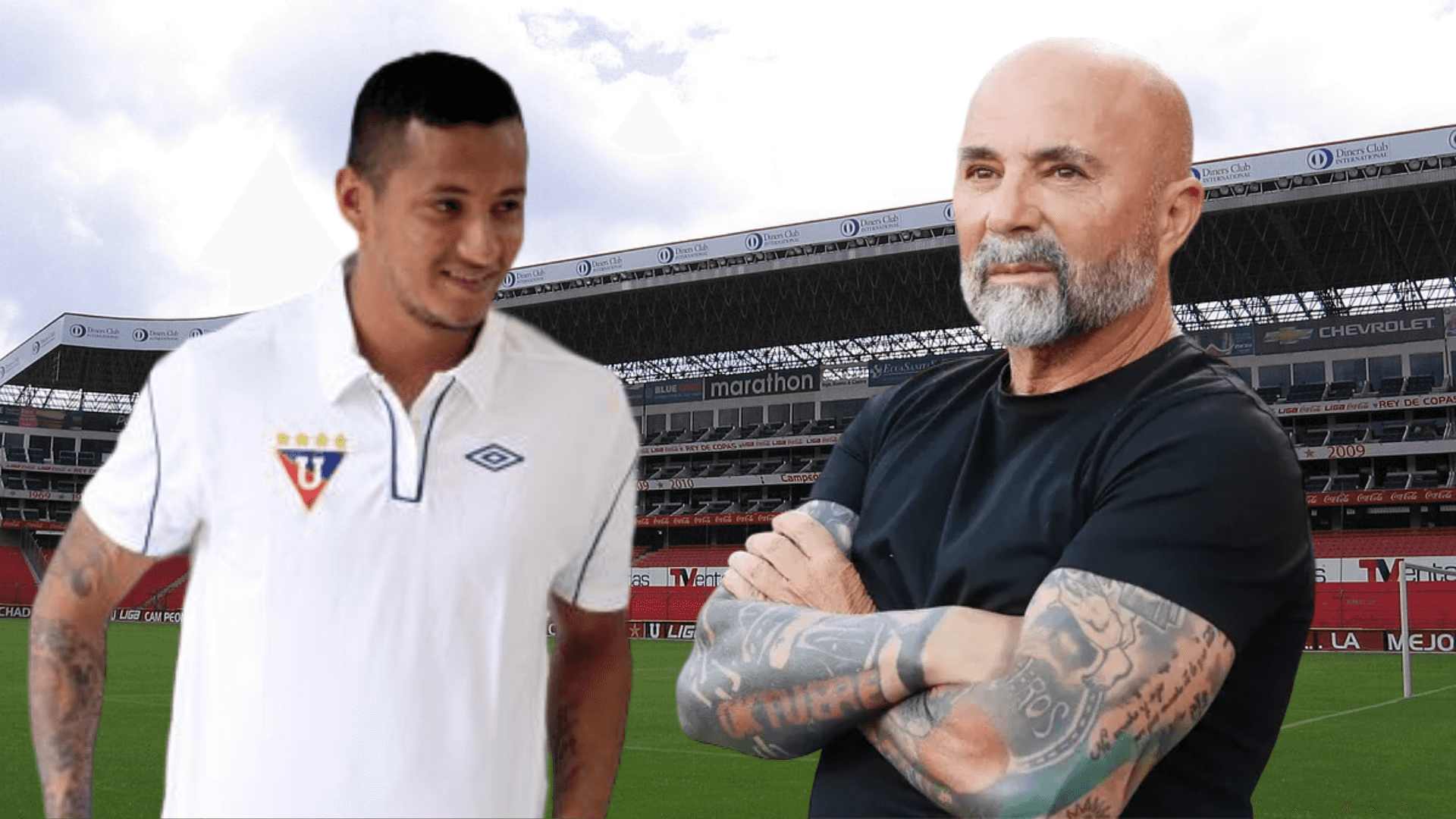 Eduardo Morante y Jorge Sampaoli (Foto tomada de: Wikipedia/Liga de Quito/Tiempo)