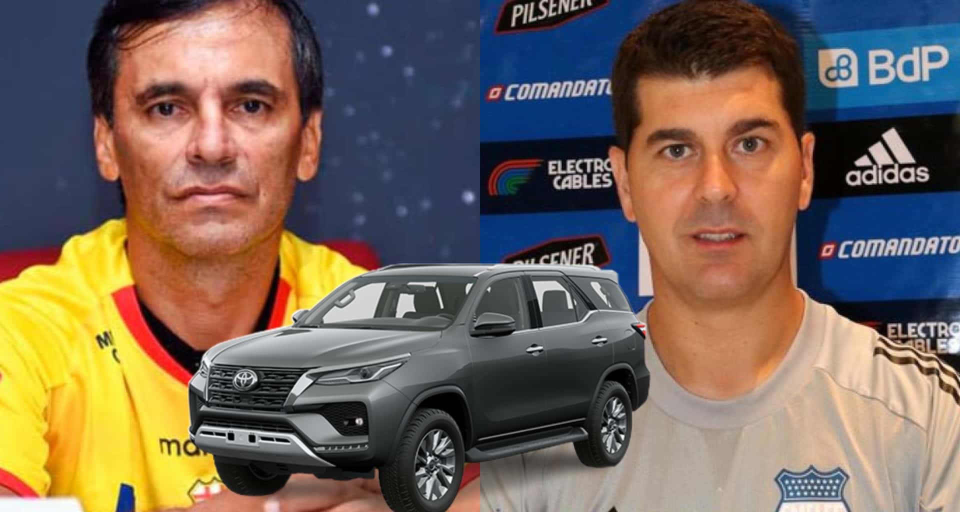El estratega español llegó en su auto al primer día de la pretemporada del Club Sport Emelec