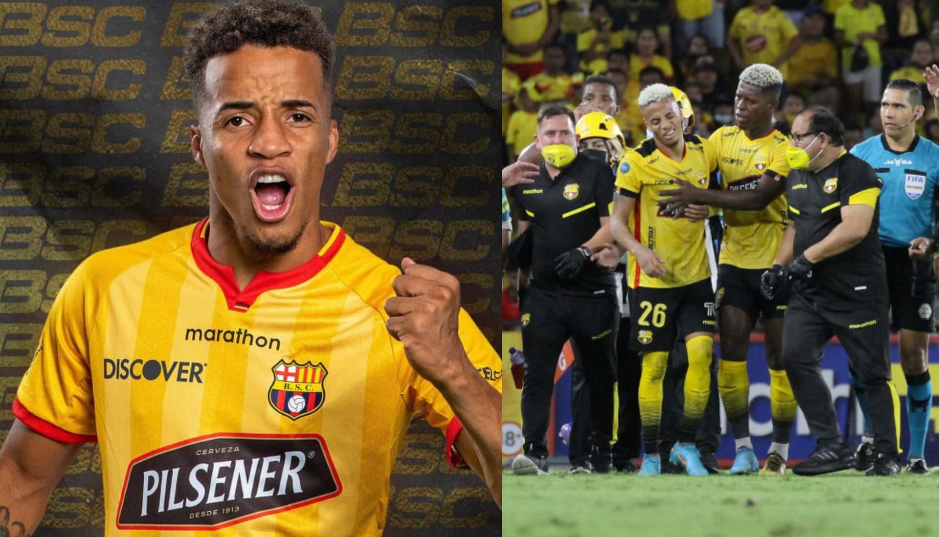El jugador de Barcelona SC apareció en su cuenta de Instagram luego del golpe que sufrió