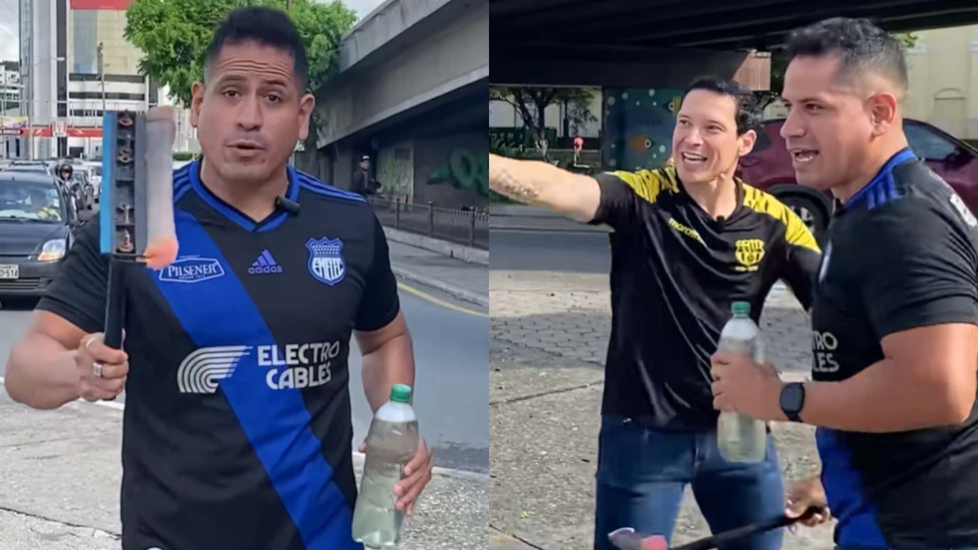 El periodista identificado con Emelec cumplió el reto luego de perder el Clásico del Astillero