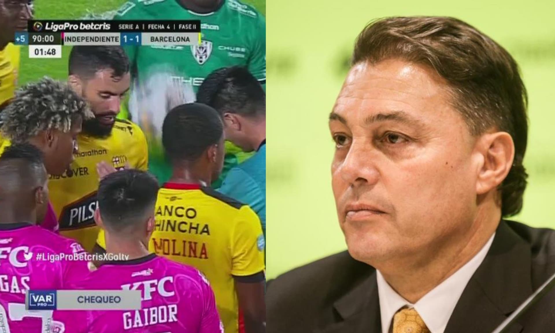 El presidente de Barcelona SC habló del problema que hubo en cancha entre Mastriani y Nixon Molina