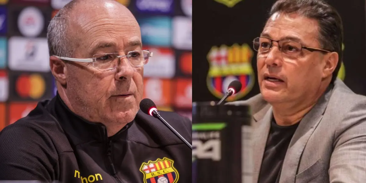 El presidente de Barcelona SC le dejó un contundente mensaje a Jorge Célico por los malos resultados