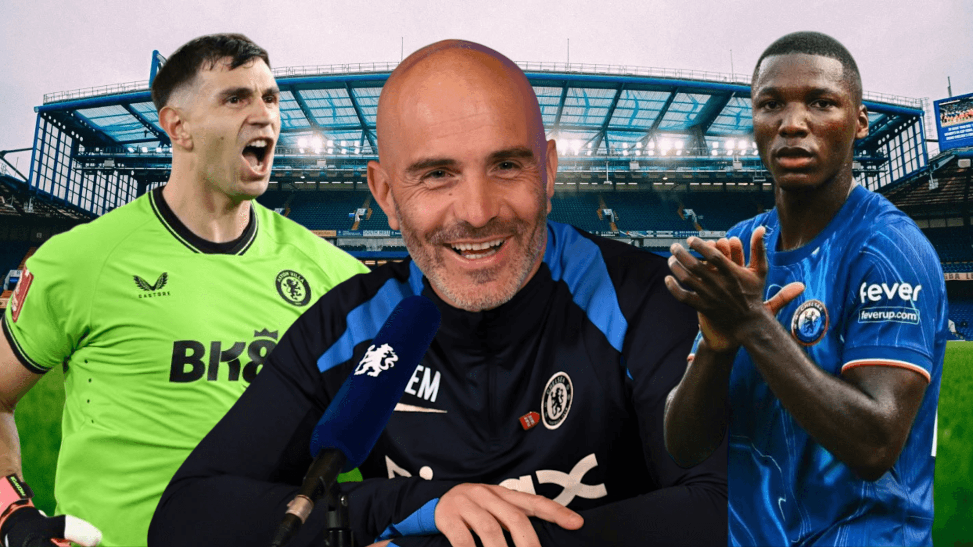 Emiliano Martínez, Enzo Maresca y Moisés Caicedo (Foto tomada de: Chelsea/ESPN)