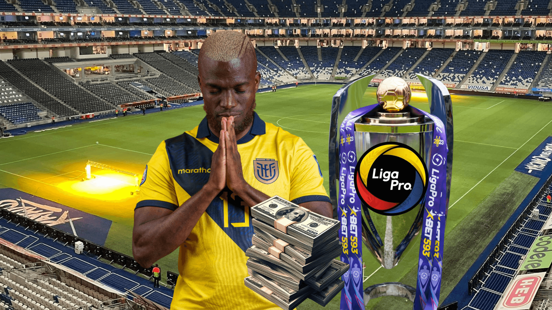 Enner Valencia, trofeo Liga Pro. Foto tomada de: Conmebol/La Tri/Liga Pro