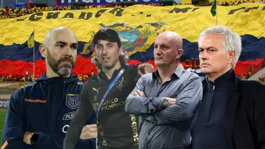 Entrenadores con la bandera de Ecuador, Félix Sánchez, Luis Zubeldía, Pablo Repetto, Mourinho