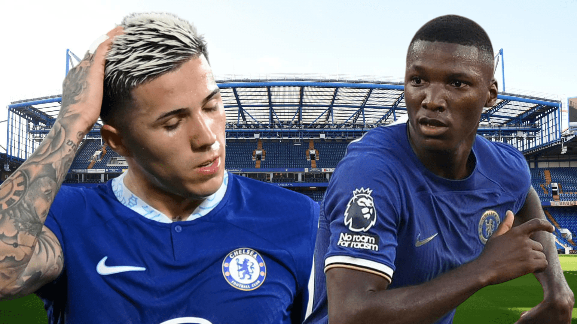 Enzo Fernández y Moisés Caicedo en Stamford Bridge (Foto tomada de: The Sun/Chelsea/Goal)