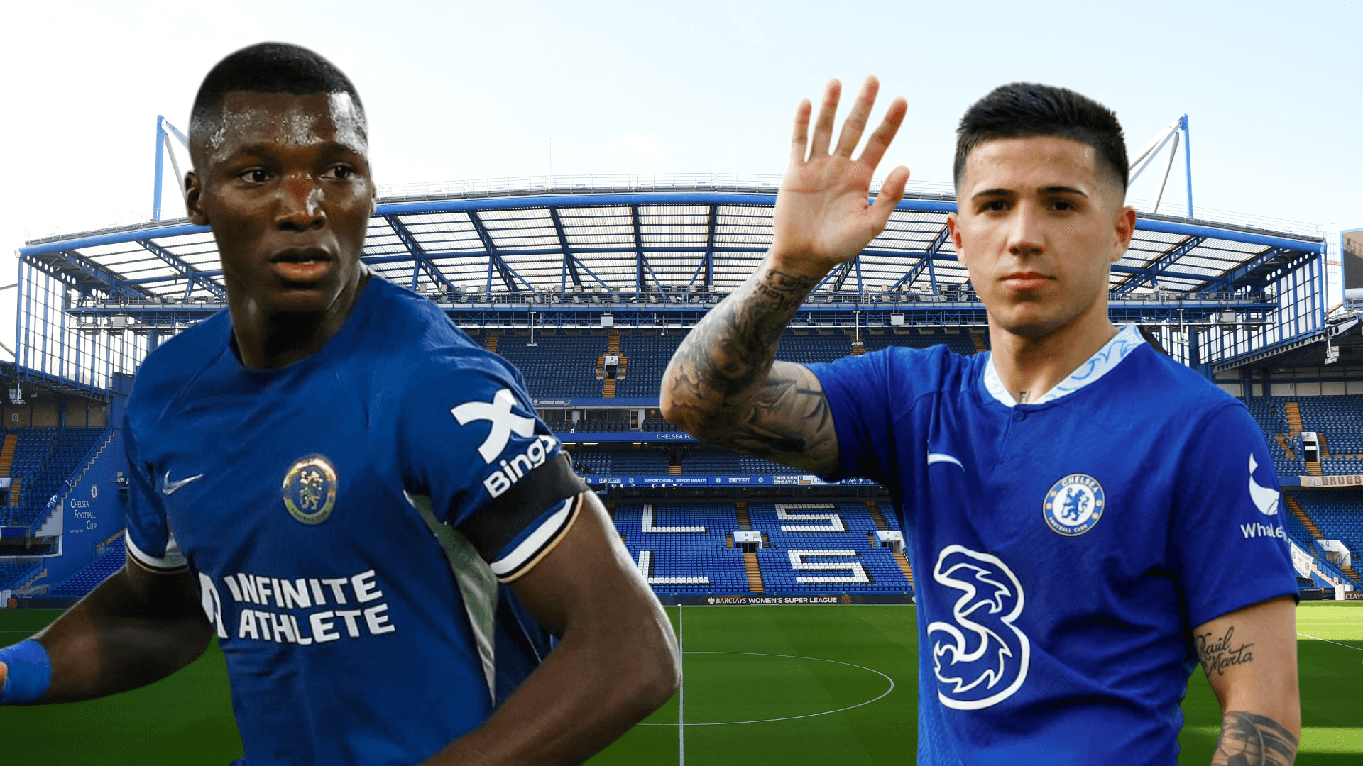 Enzo Fernández y Moisés Caicedo (Foto tomada de: The Sun/Chelsea)