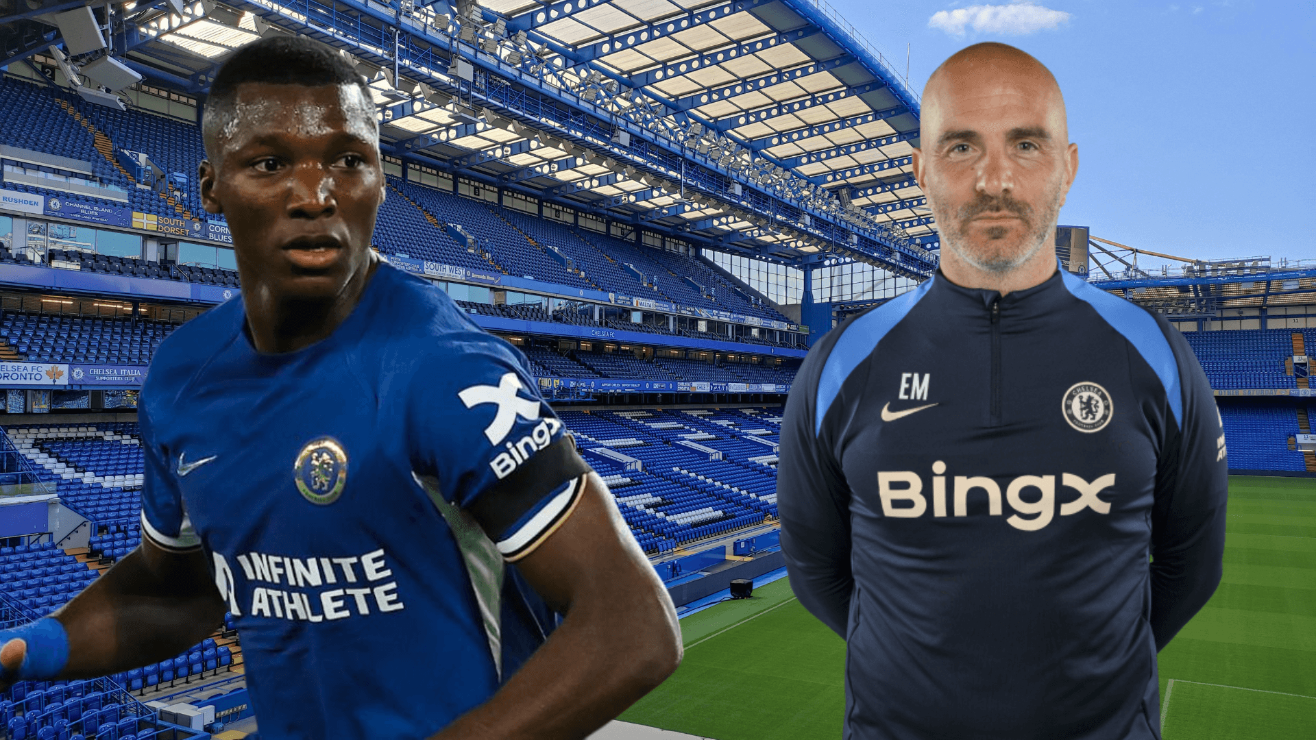 Enzo Maresca y Moisés Caicedo (Foto tomada de: Britakov/Chelsea)