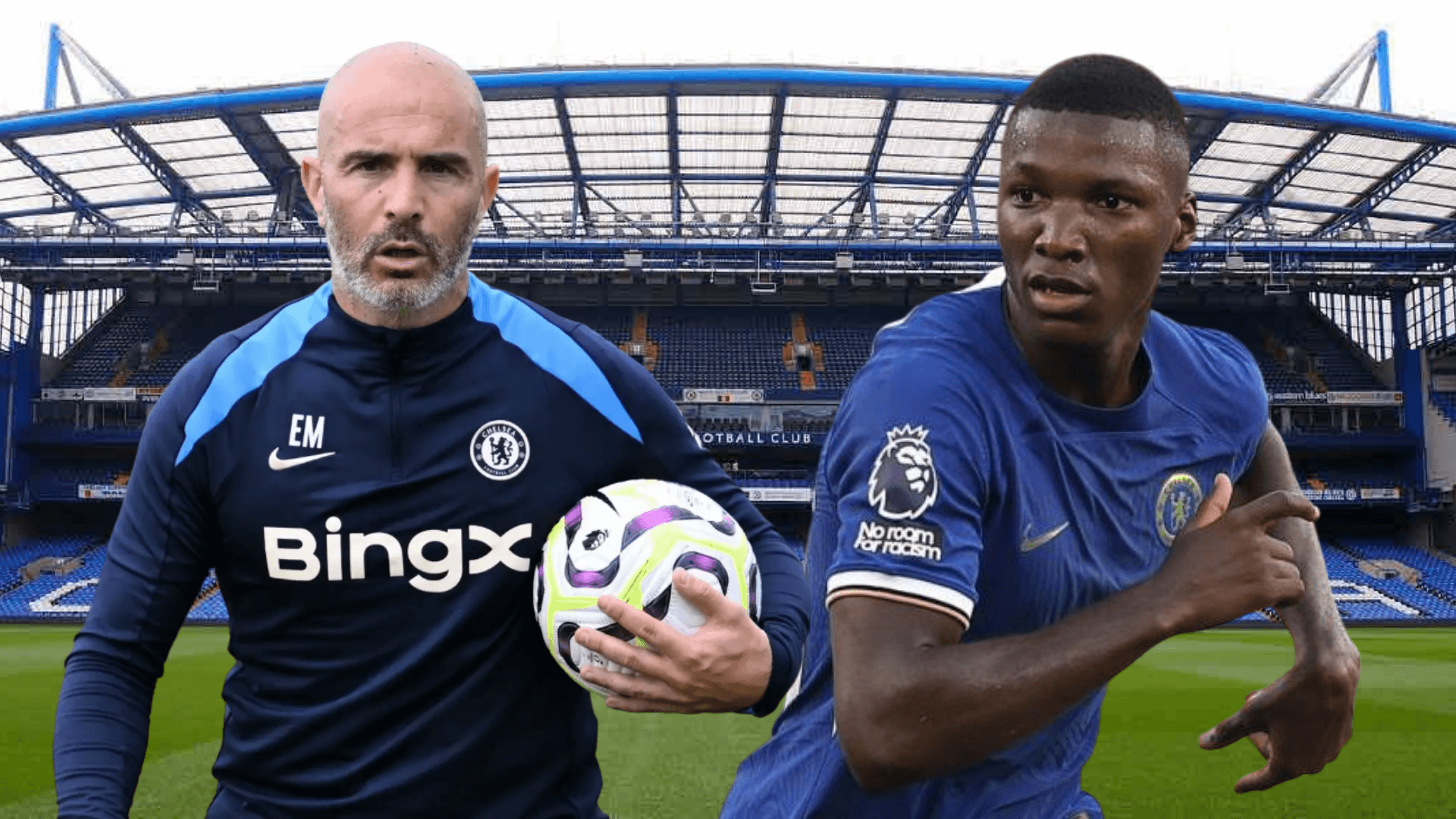 Enzo Maresca y Moisés Caicedo (Foto tomada de: DFDS/Chelsea/Goal)