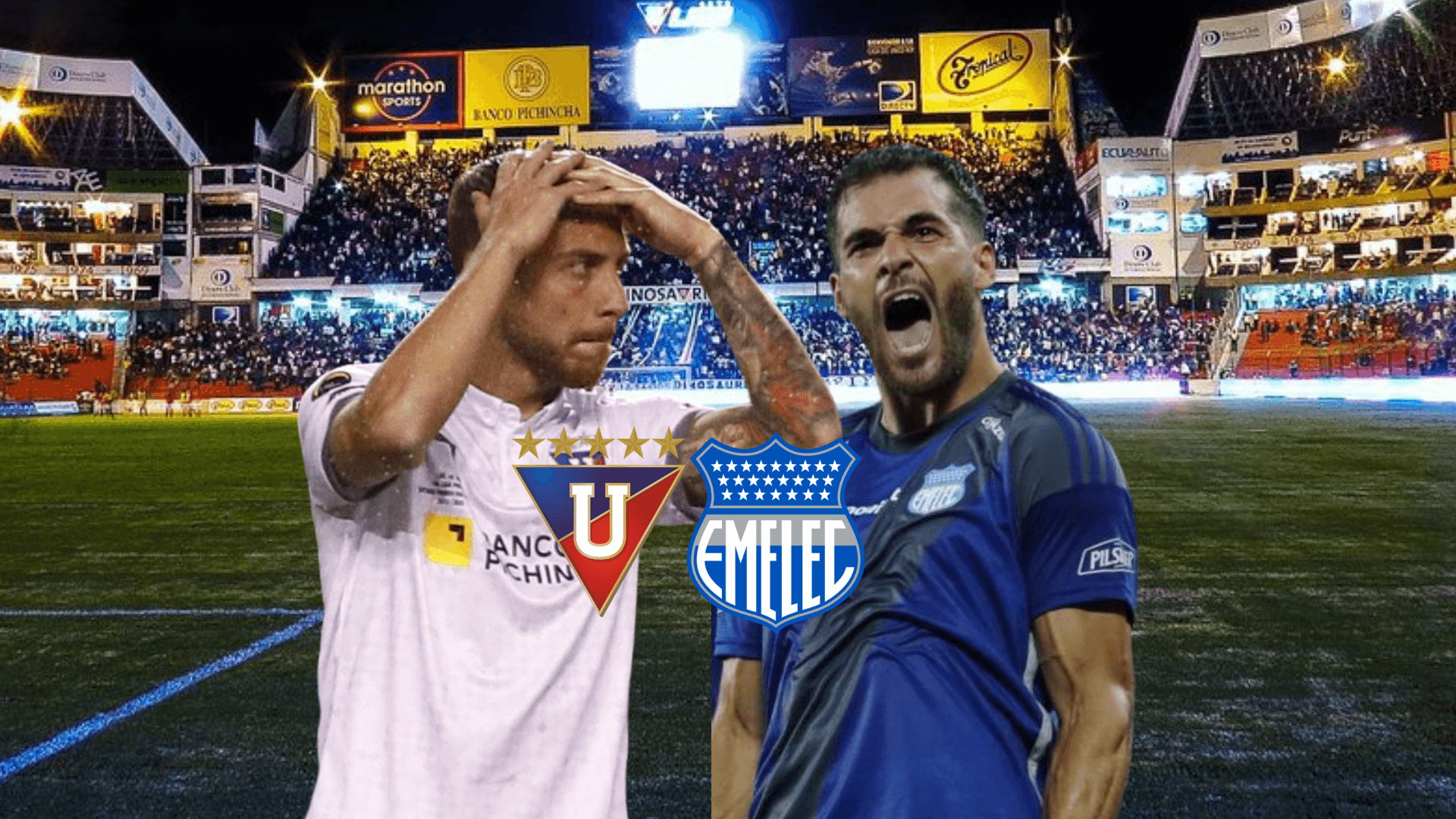 Ezequiel Piovi, Facundo Castelli. Foto tomada de: Liga de Quito/Emelec/Pes Logos
