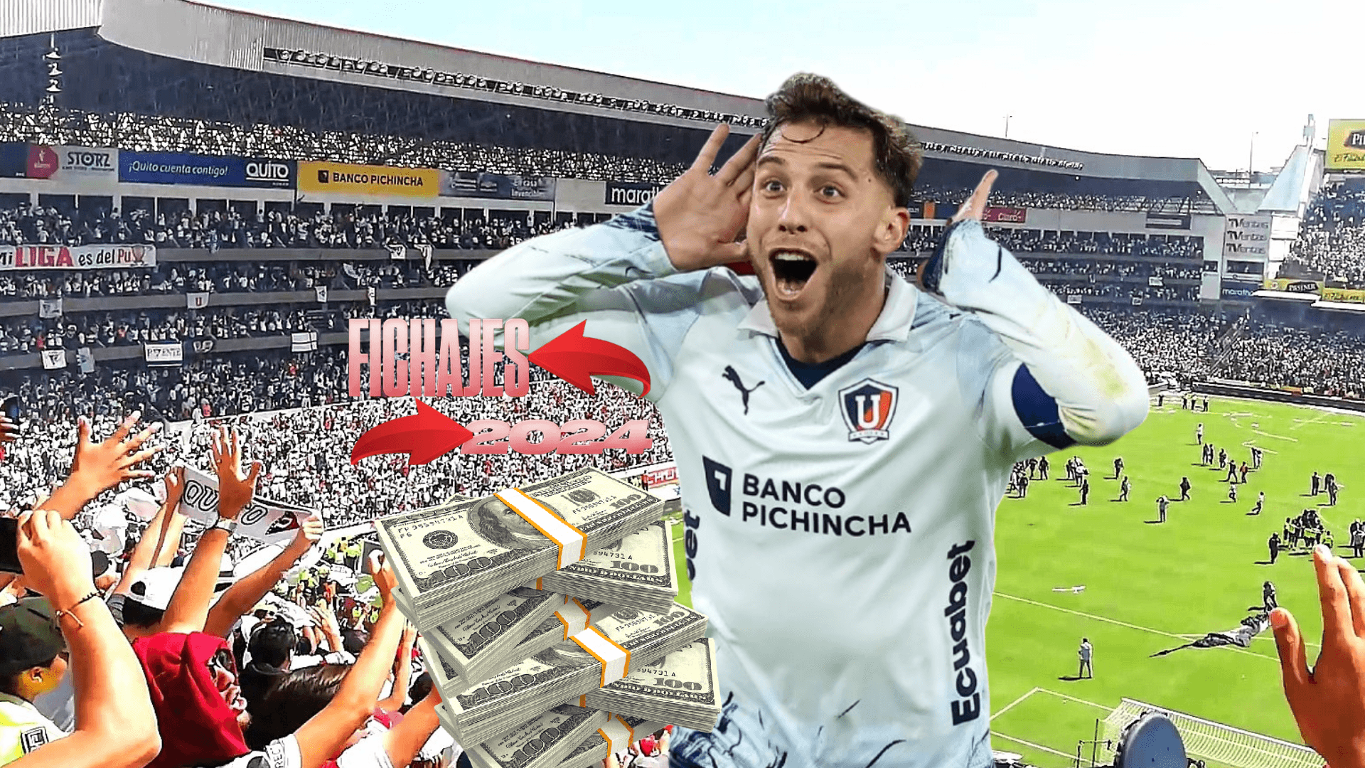 Ezequiel Piovi festejando, dinero y fichajes. Foto tomada de: Liga de Quito