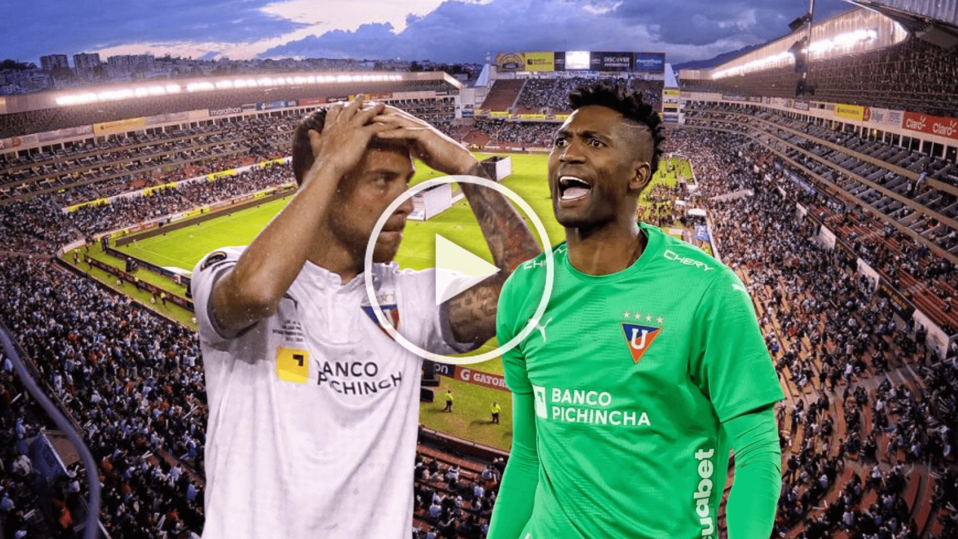 Ezequiel Piovi tomándose la cabeza, Alexander Domínguez gritando. Foto tomada de: API/LDU