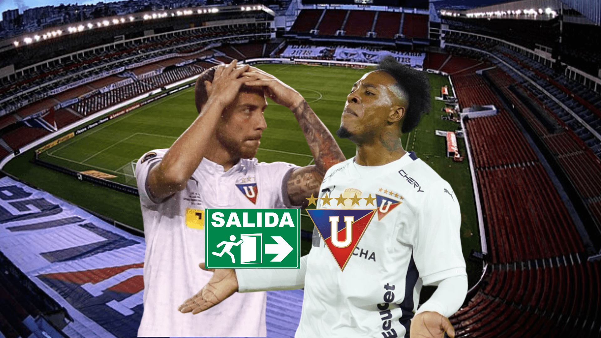 Ezequiel Piovi tomándose la cabeza, Jhojan Julio enojado. Foto tomada de: Liga de Quito