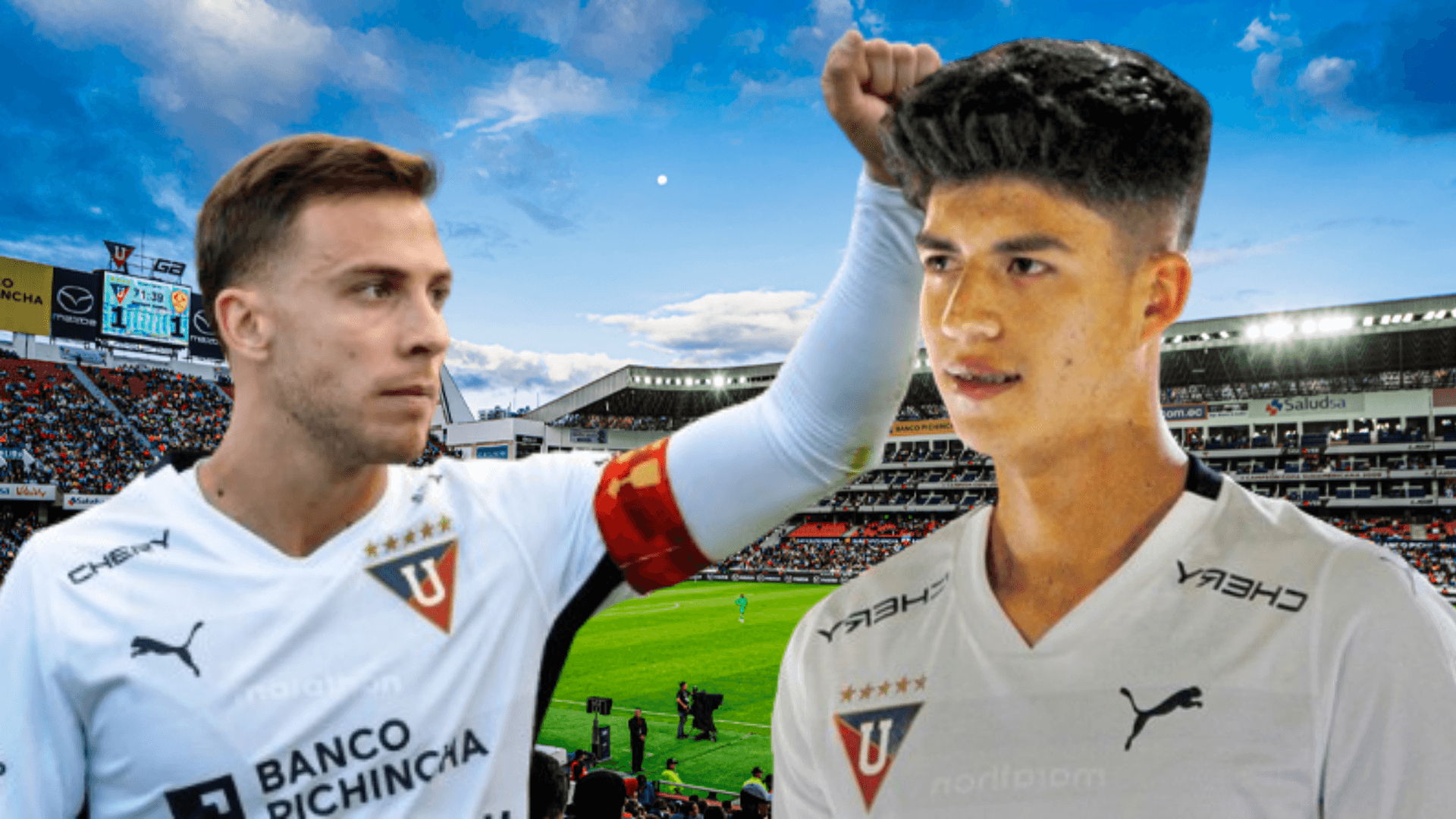 Ezequiel Piovi y Gabriel Villamil en el Estadio Rodrigo Paz Delgado (Foto tomada de: El Comercio/Late/La Red)