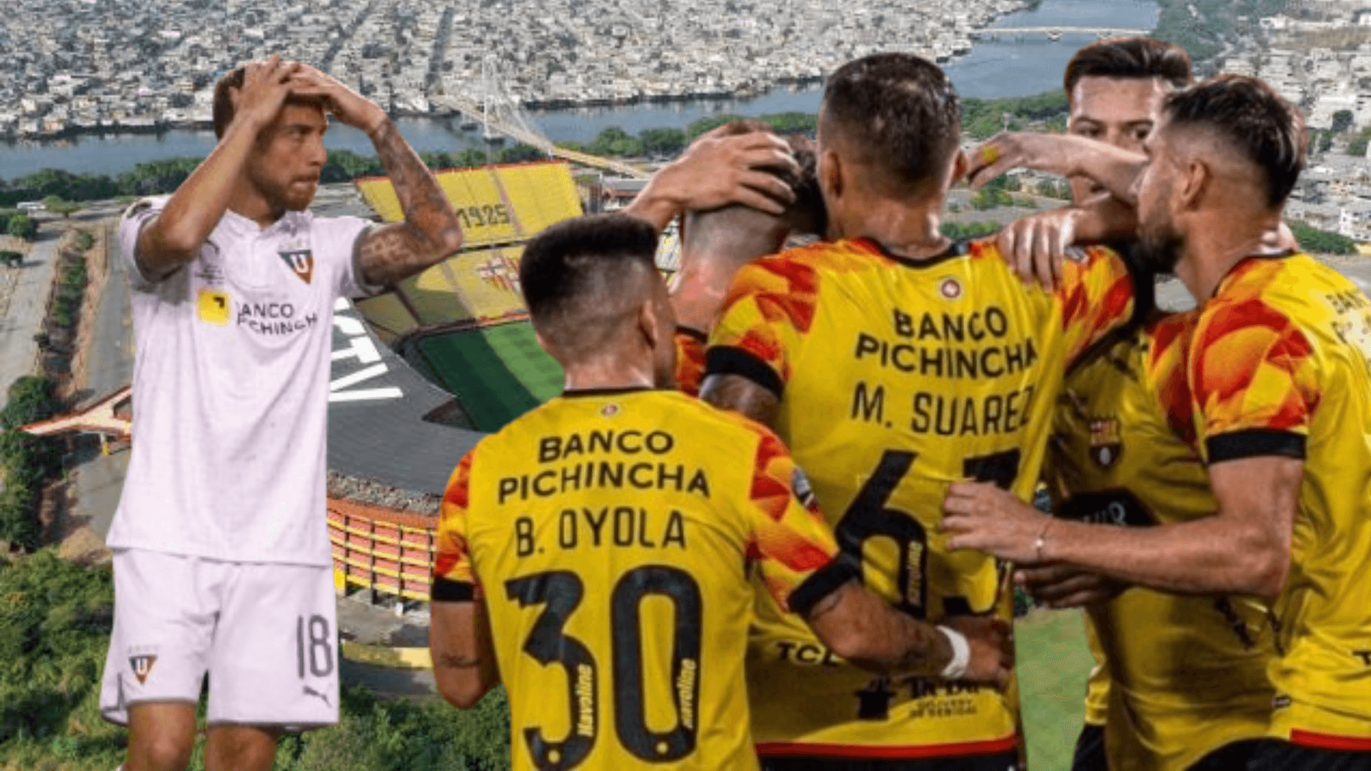 Ezequiel Piovi y jugadores de Barcelona SC (Foto tomada de: Barcelona SC/API)