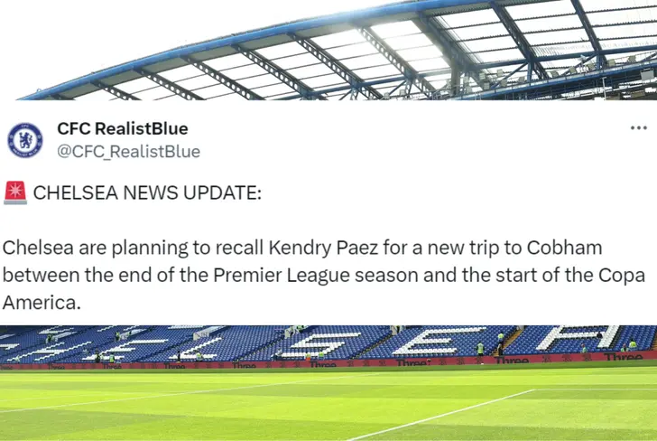 Nueva decisión del Chelsea con kendry Páez (Foto tomada de: X de CFC RealistBlue)