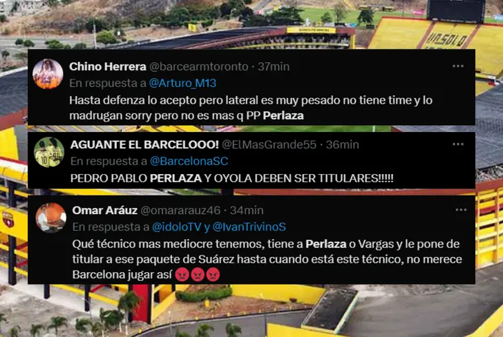 Comentarios de los hinchas de Barcelona SC sobre Pedro Pablo Perlaza
