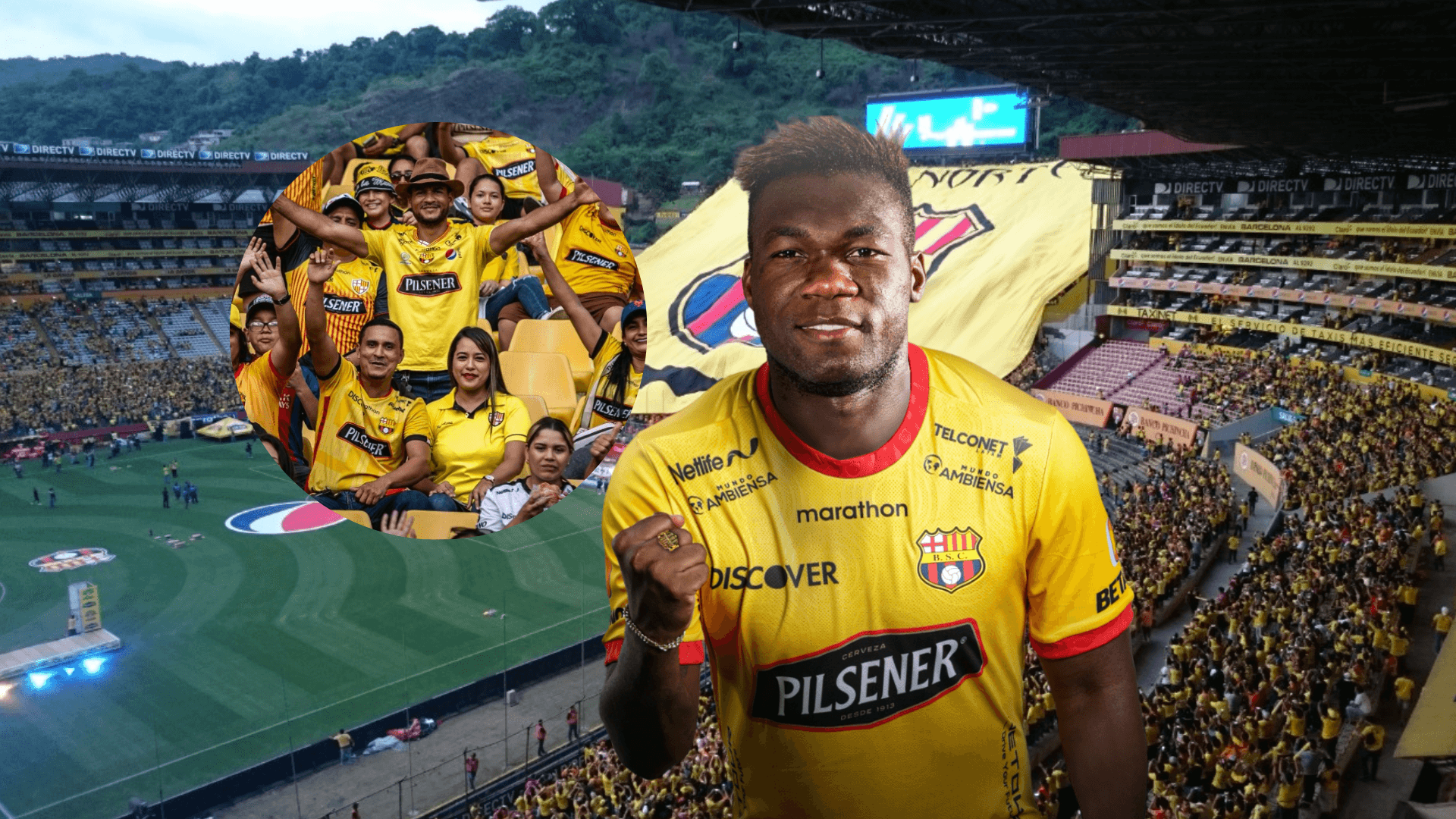Felipe Caicedo celebrando, hinchas de Barcelona SC. Foto tomada de: Barcelona SC