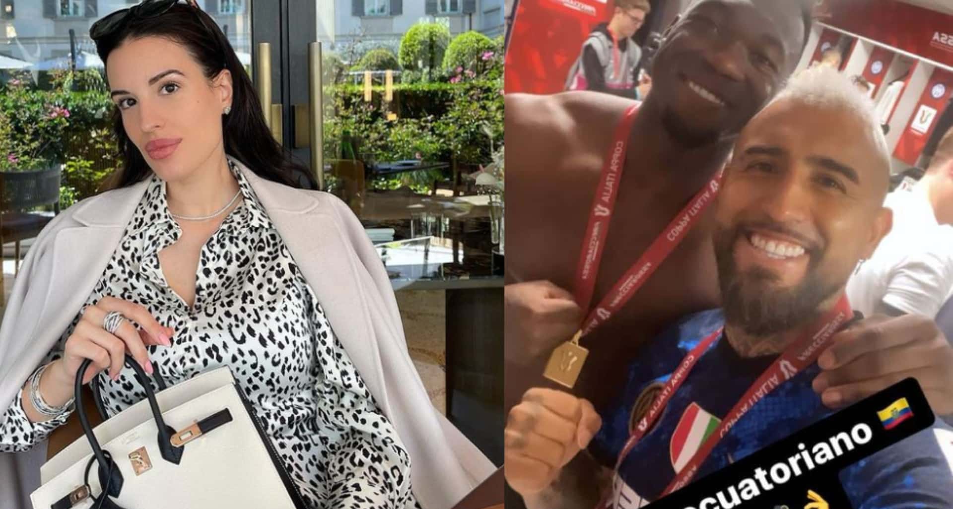 Felipe Caicedo festejó la Copa Italia aunque no jugó un solo minuto y su pareja dejó un mensaje