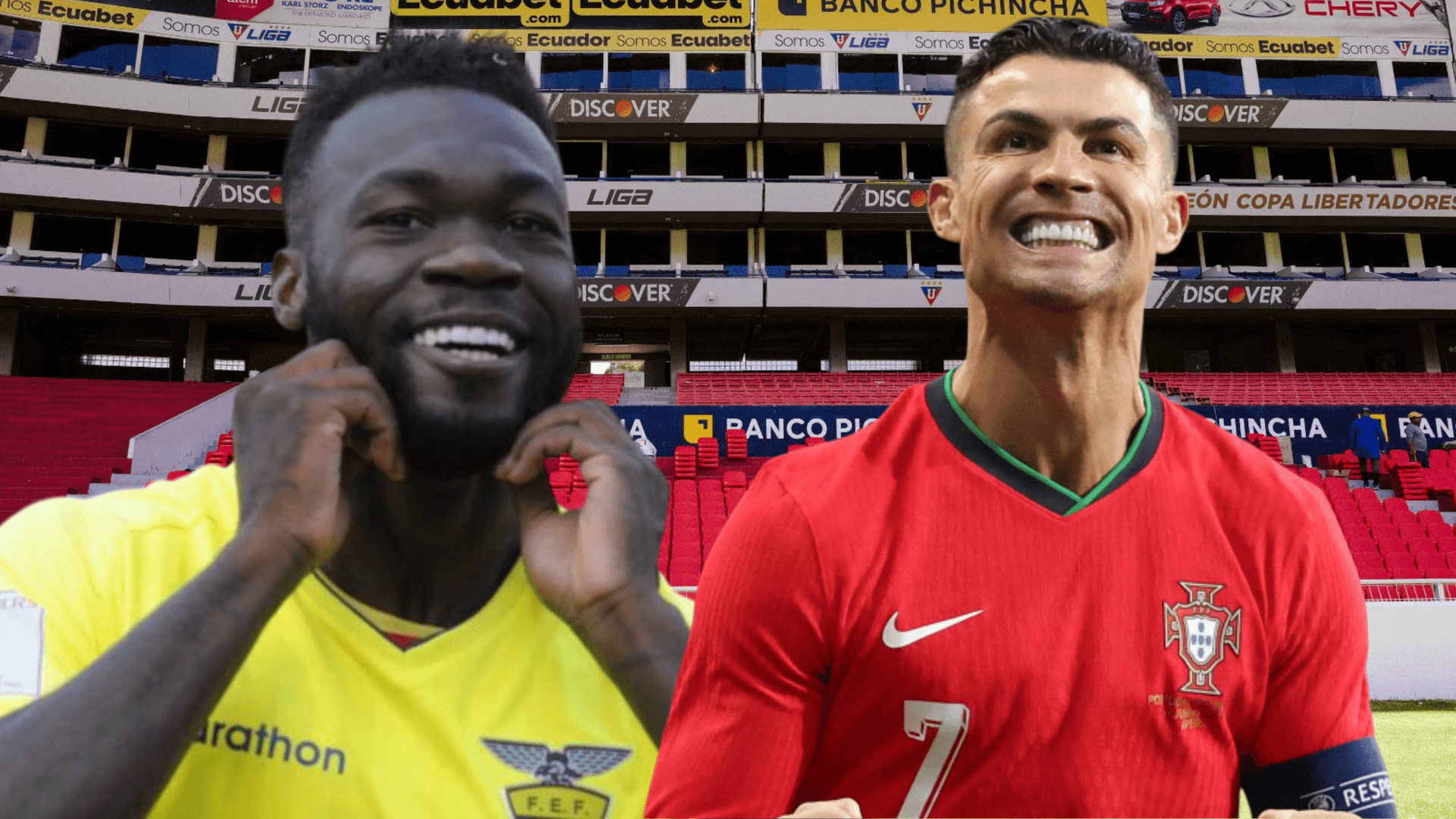Felipe Caicedo y Crisitiano Ronaldo (Foto tomada de: Liga de Quito/La Tri/Trnsfermarkt)