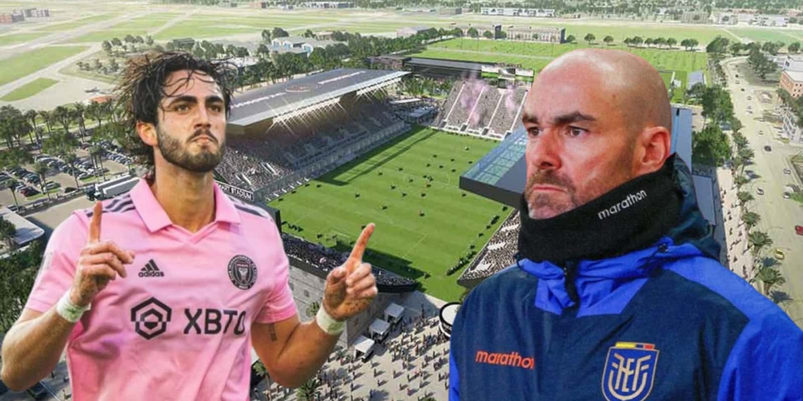 Félix Sánchez y Leonardo Campana en el DVR Stadium (Foto tomada de: Sport/Inter Miami/La Tri)