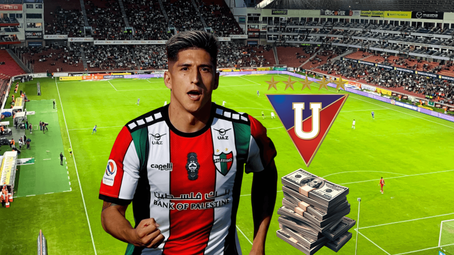 Fernando Cornejo, escudo de Liga de Quito. Foto tomada de: Instagram Palestino/LDU