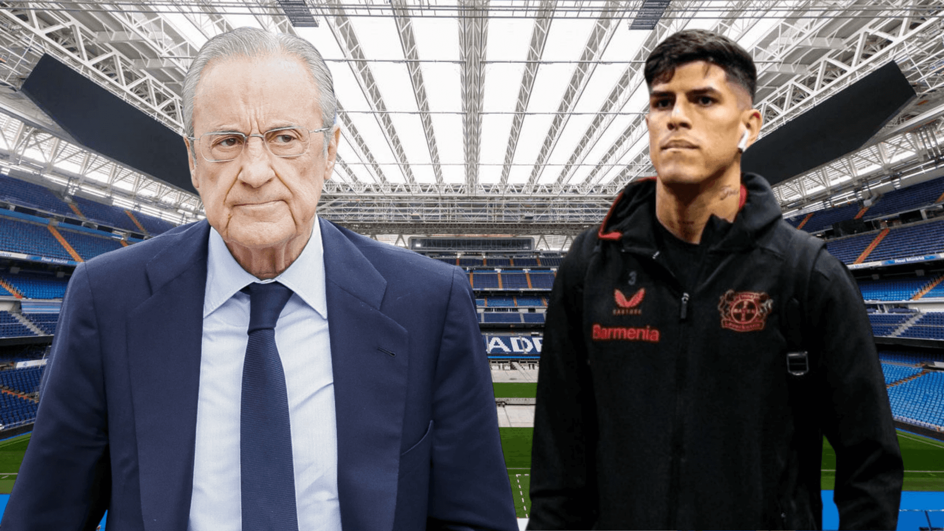 Florentino Pérez y Piero Hincapié (Foto tomada de: Real Madrid/Piero Hincapié/GTRES)