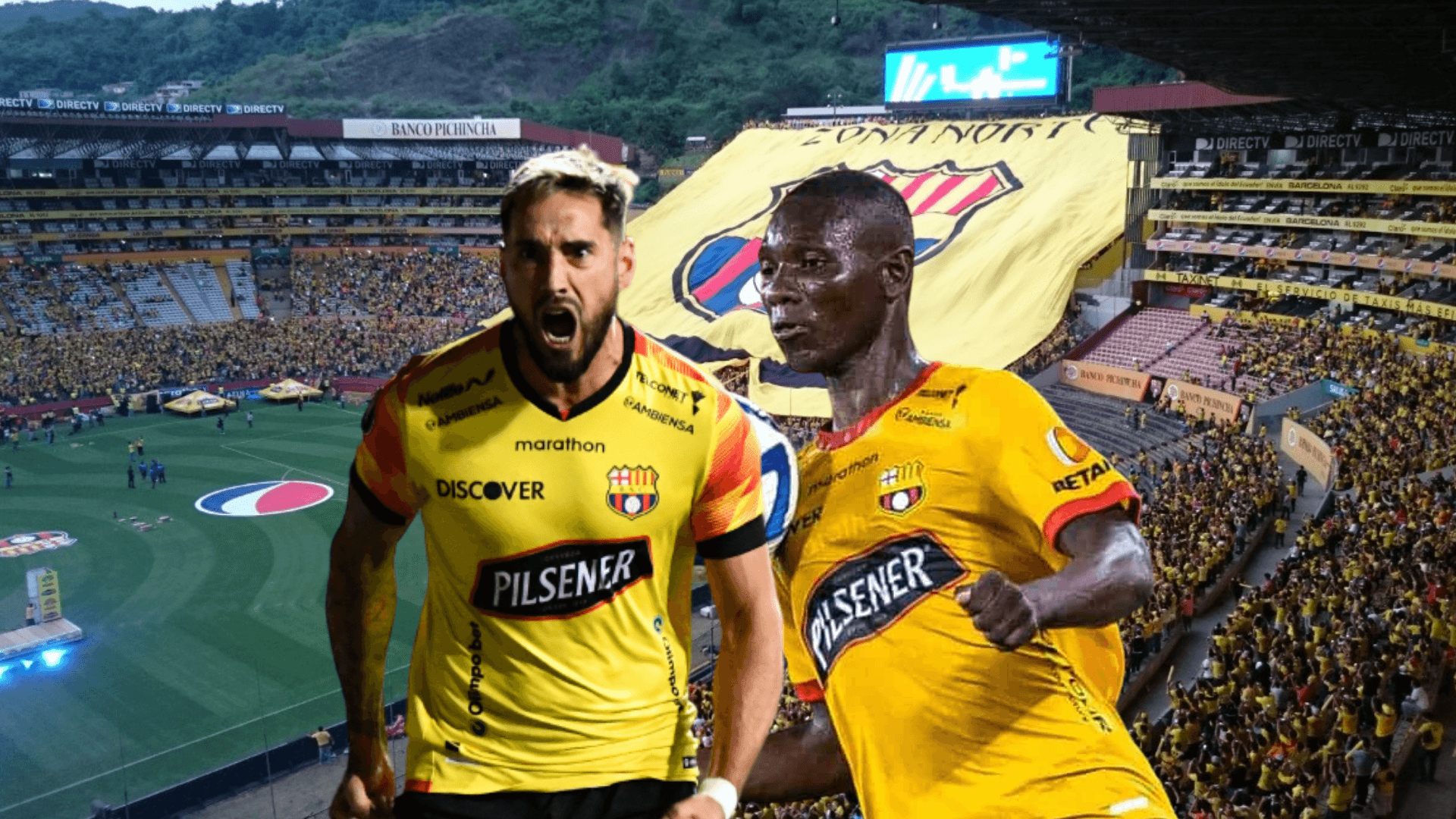 Francisco Fydriszewski gritando, Janner Corozo jugando. Foto tomada de: Barcelona SC