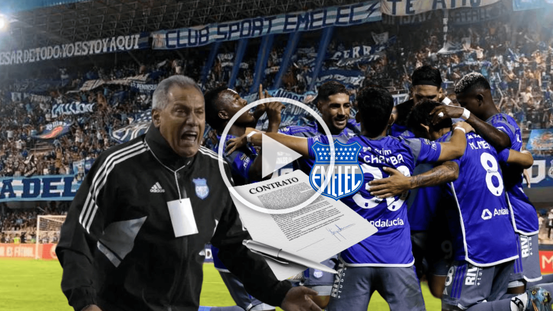 Hernán Torres gritando, jugadores de Emelec festejando, contrato. Foto tomada de: Emelec