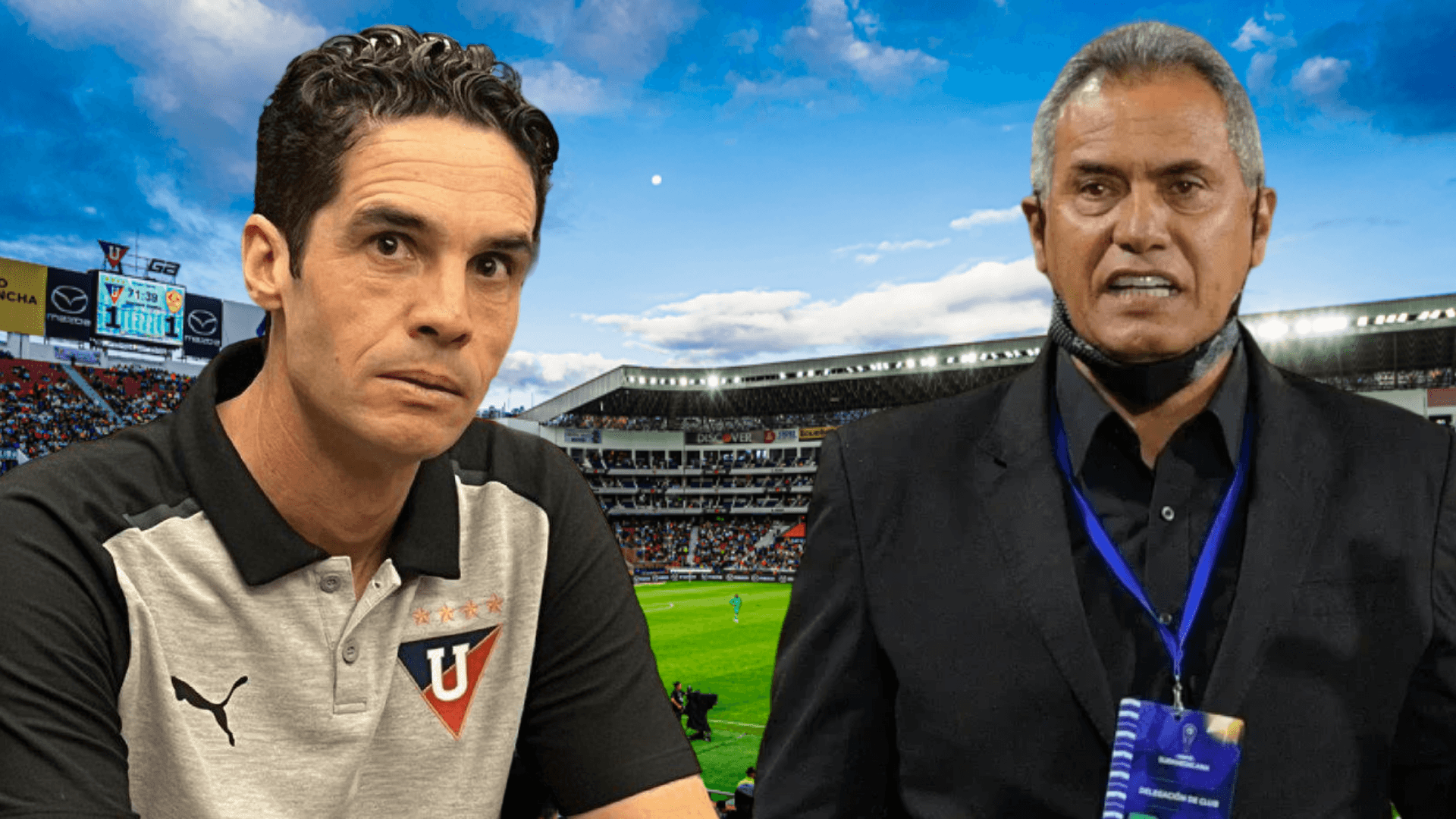 Hernán Torres y Josep Alcácer en el Estadio Rodrigo Paz Delgado (Foto tomada de: Liga de Quito/AFP)