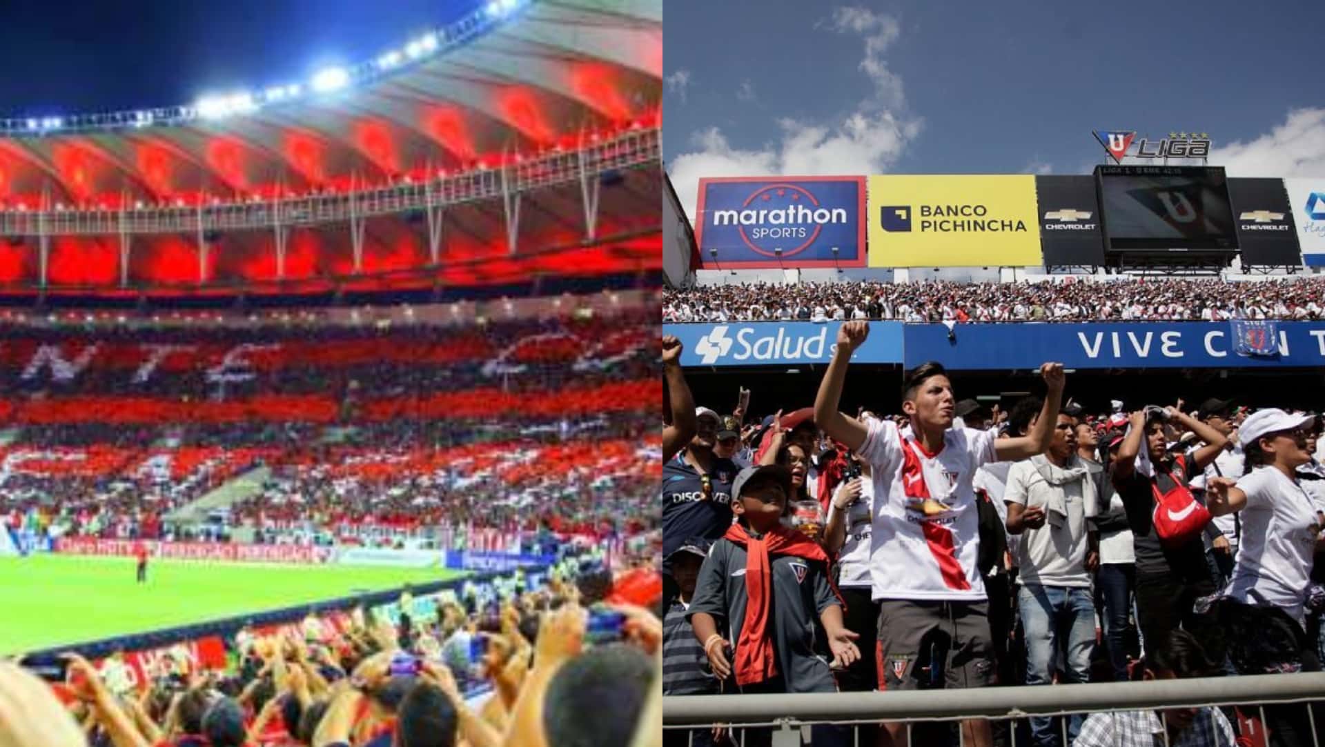 Hinchada de Flamengo y de Liga de Quito