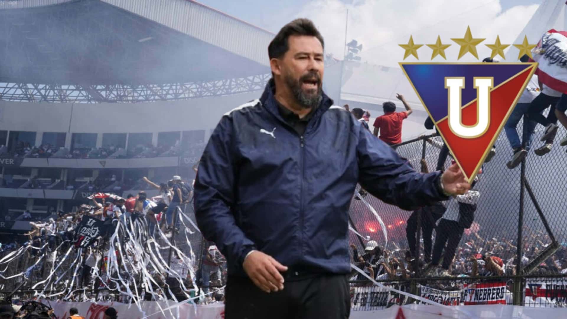 Hinchada de Liga de Quito y Vitamina Sánchez