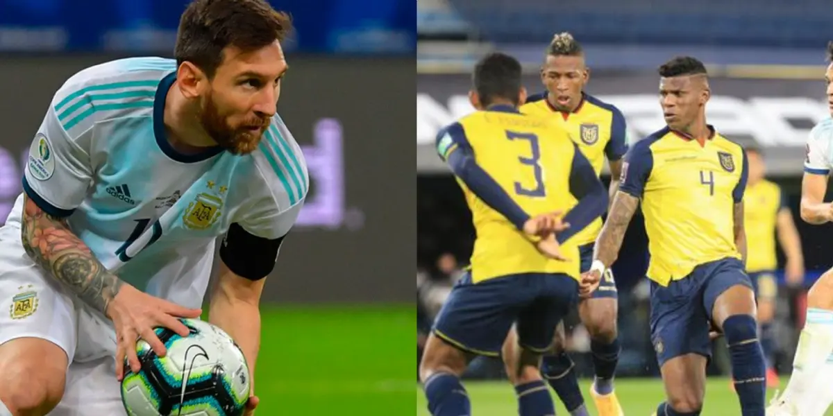 Intercambio de camisetas entre las dos figuras del partido Argentina vs Ecuador